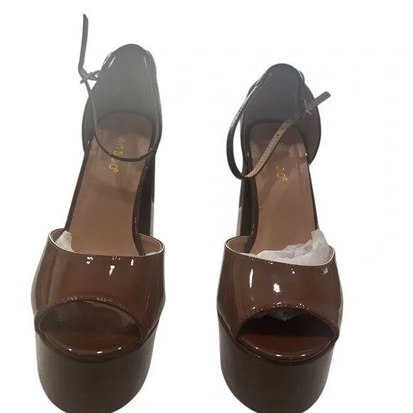 Dolls Kill Brown Platform Shoes with Chunky Heel and Ankle Strap - Picture 2 of 4